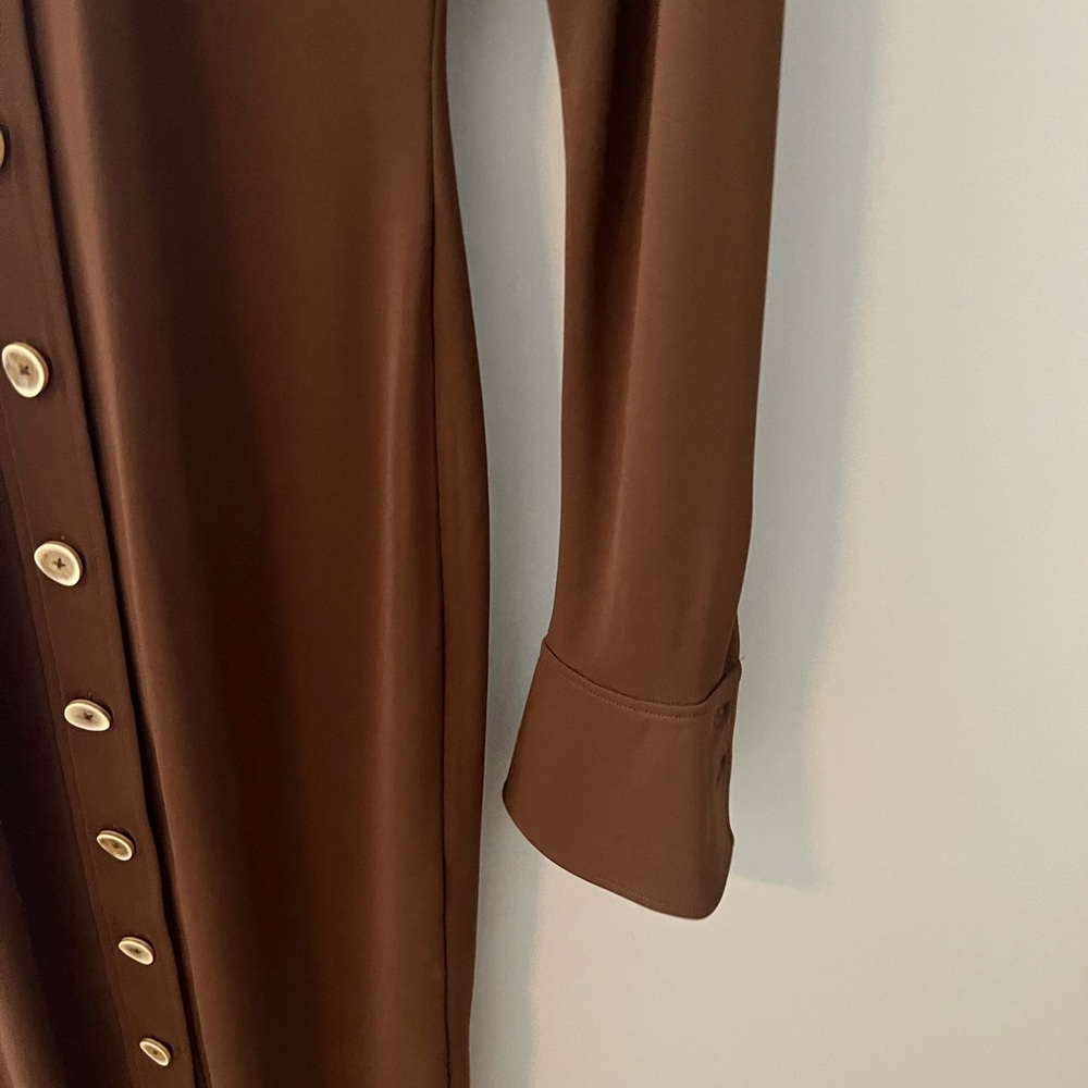 Song of Style button up brown long sleeve midi dress - Picture 9 of 9